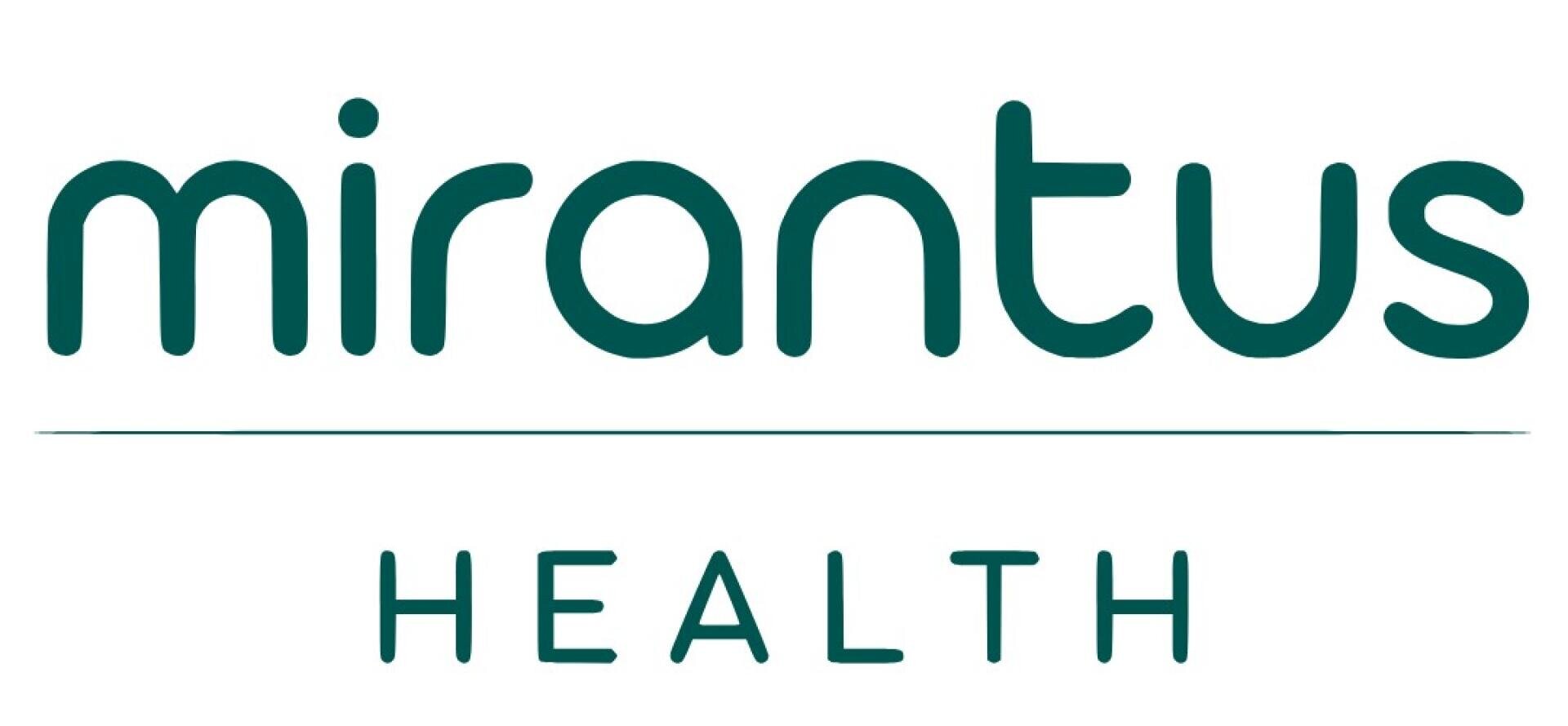 Logo mit dem Wort Mirantus in grünen Kleinbuchstaben über einer Linie und dem Wort HEALTH in grünen Großbuchstaben unter der Linie auf weißem Hintergrund.