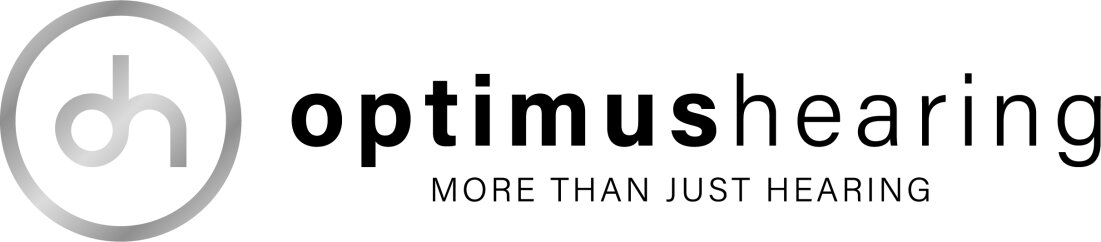Optimus Hearing logo with stylized “oh” in a circle on the left and the text “optimus hearing” beside it. Below, in smaller text, it reads “MORE THAN JUST HEARING.”.